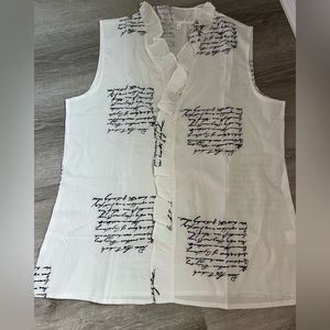 Sleeveless Top with Script Print Detail